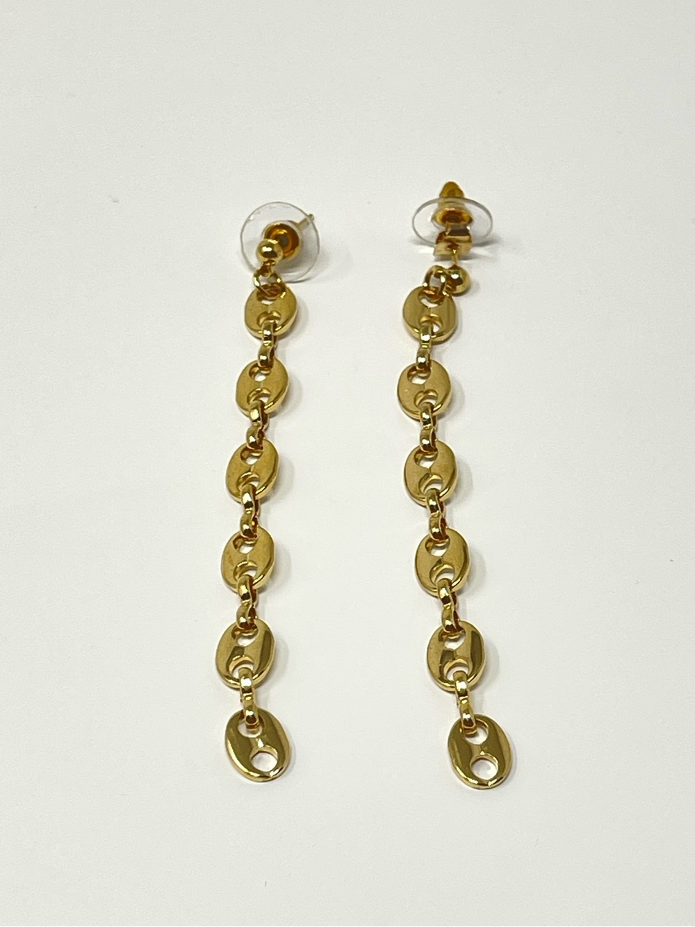 New Free People Drop Chain Link Linear Gold Earrings
